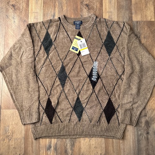 Dockers Sweater Men's Medium Brown Geometric Grandpa Textured Chenille NWT 6186 - Picture 1 of 9