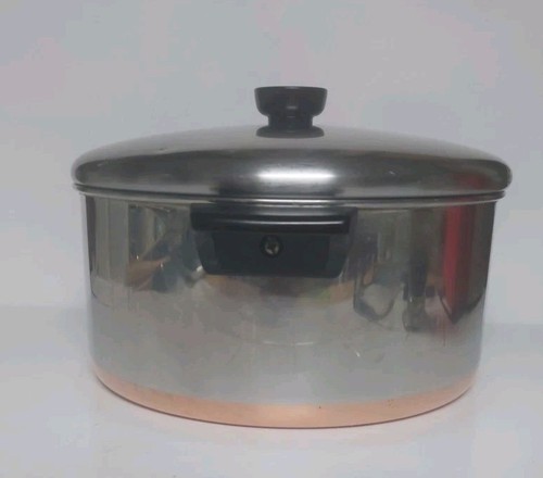 Vtg Revere Ware 1801 Copper Bottom 6 Quart Stock Pot 1993 w/ Lid Clinton ILL USA - Picture 2 of 7