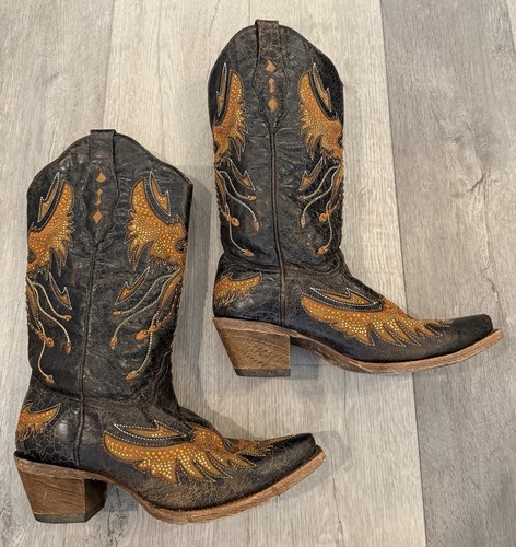 Corral Women’s Distressed Eagle Rhinestone Inlay Western Cowboy Boots ...
