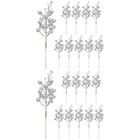  Set of 2 Christmas Glitter Berries Stems Tree Decoration Holiday