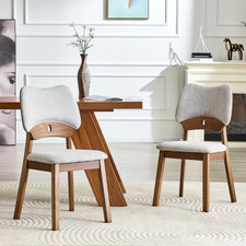 Set of 2 Fabric,Solid Wood Solid Wood Dining Chairs Gray Fabric Cushion 17x20x34