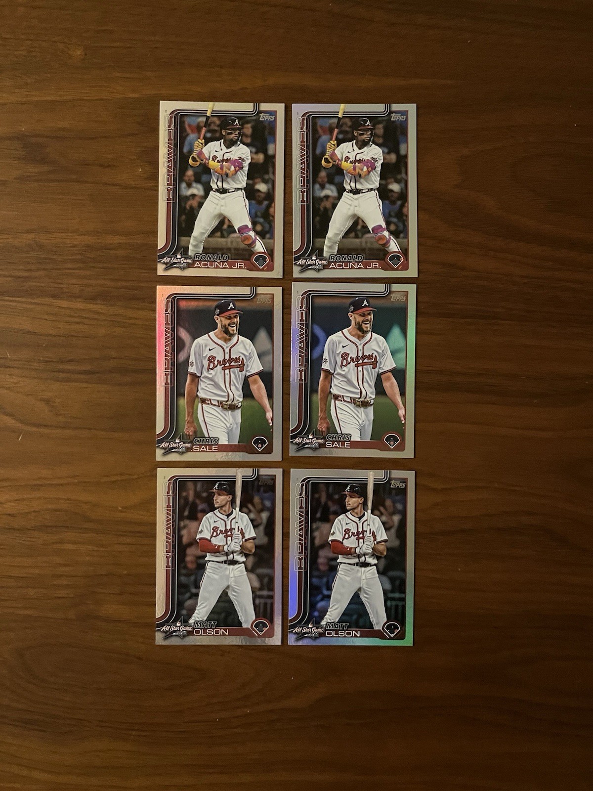 2025 TOPPS UPDATE 6x ASG Braves RAINBOW FOIL LOT Ronald Acuña Jr Chris Sale Etc