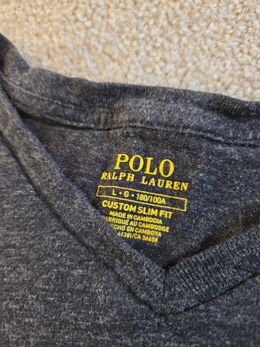 Mens Polo Ralph Lauren T Shirt Gray M - L Custom Slim Fit V-neck Oxford Pony Tee - Bild 3 von 10