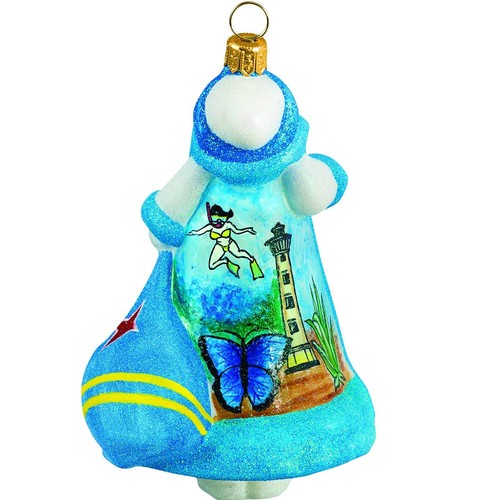 Glitterazzi Aruba Santa Vidrio Polaco Adorno de Navidad Nuevo - Imagen 2 de 3