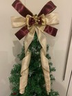 Champagne Gold & Burgundy Christmas Tree Topper Bow~Handmade~Cherub~Luxury~NEW