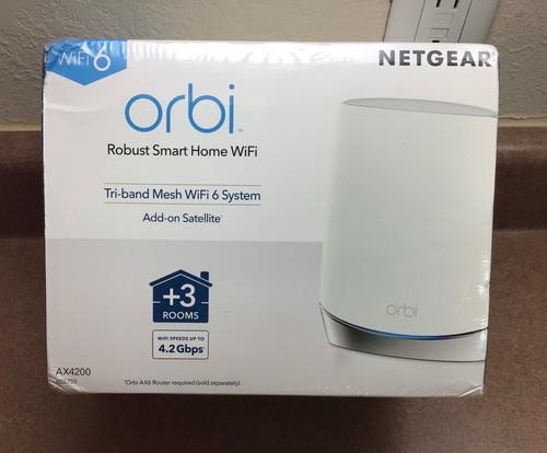 Netgear Orbi 6 RBS750 Add-on Satellite Tri-Band Wireless AX4200 W/wall Mounts - Picture 2 of 9