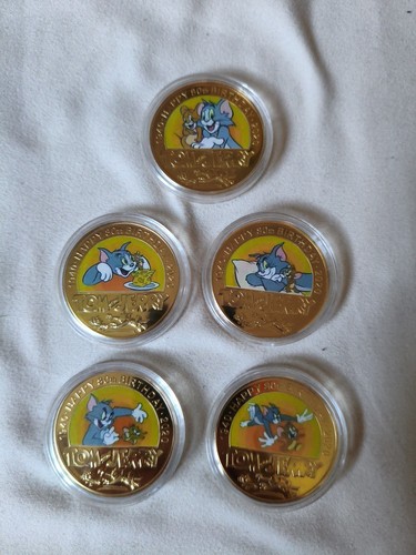 5 Stk. 80th Anniversary Gedenkmünzen Tom & Jerry Top Zustand 