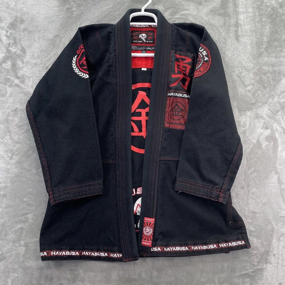 Camisa Hayabusa Goorudo Jiu Jitsu Gi BJJ Kimono Artes Marciales NEGRA A2 solamente Foto 2 de 4