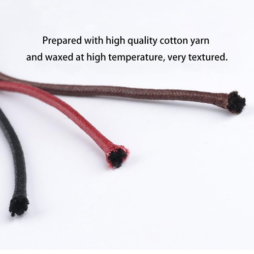 2 Pairs Round Boot Laces Waxed Cotton Shoelaces for Dress Shoes Business Leat... - Picture 5 of 7