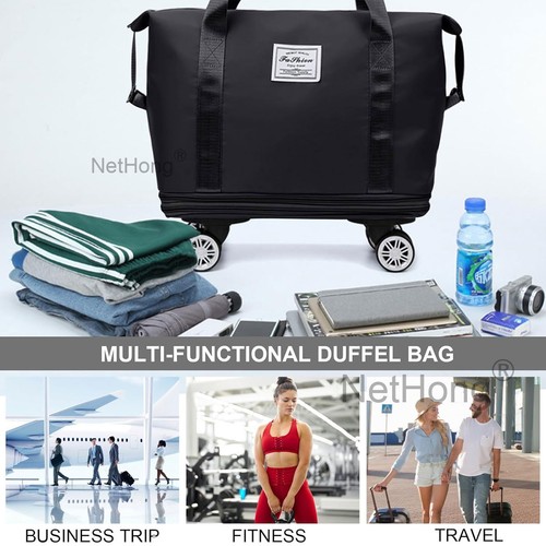 Expandable Rolling Bag with Wheels Foldable Duffel Bag for Travel Carry on Bag~~ - Picture 7 of 61