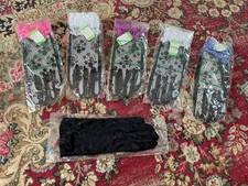 Lot Of 6 Vintage Van Raalte Gloves Ruffled Lace Black Velvet New Old Stock