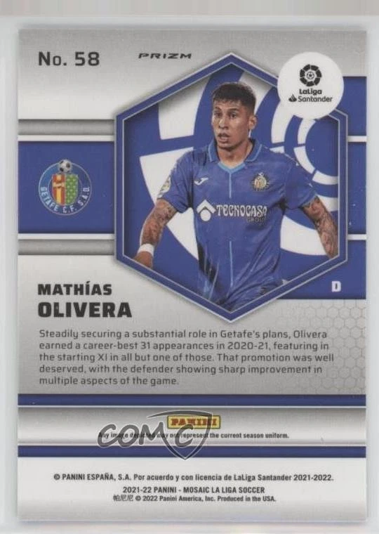 2021-22 Panini Mosaic La Liga Silver Prizm Mathias Olivera #58 - Image 2 of 2