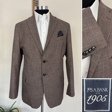 Jos A Bank 1905 Mens Two-Button Brown Blazer Sport Coat Jacket Size 46R