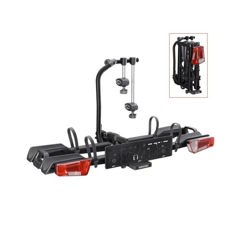 Porte-vélos suspendu pliable Menabo Orbit 2 plateforme attelage rabattable vélos