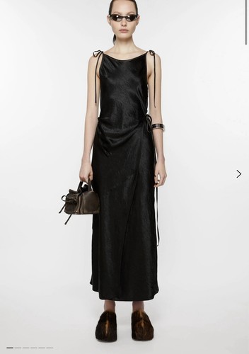 Acne Studios Black Satin Wrap Dress