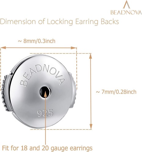 BEADNOVA Locking Earring Backs 925 Sterling Silver Secure - Picture 2 of 5