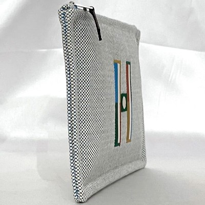 Hermes Faubre Corner PM Pouch Light Blue Grey Cyan Toile Ash