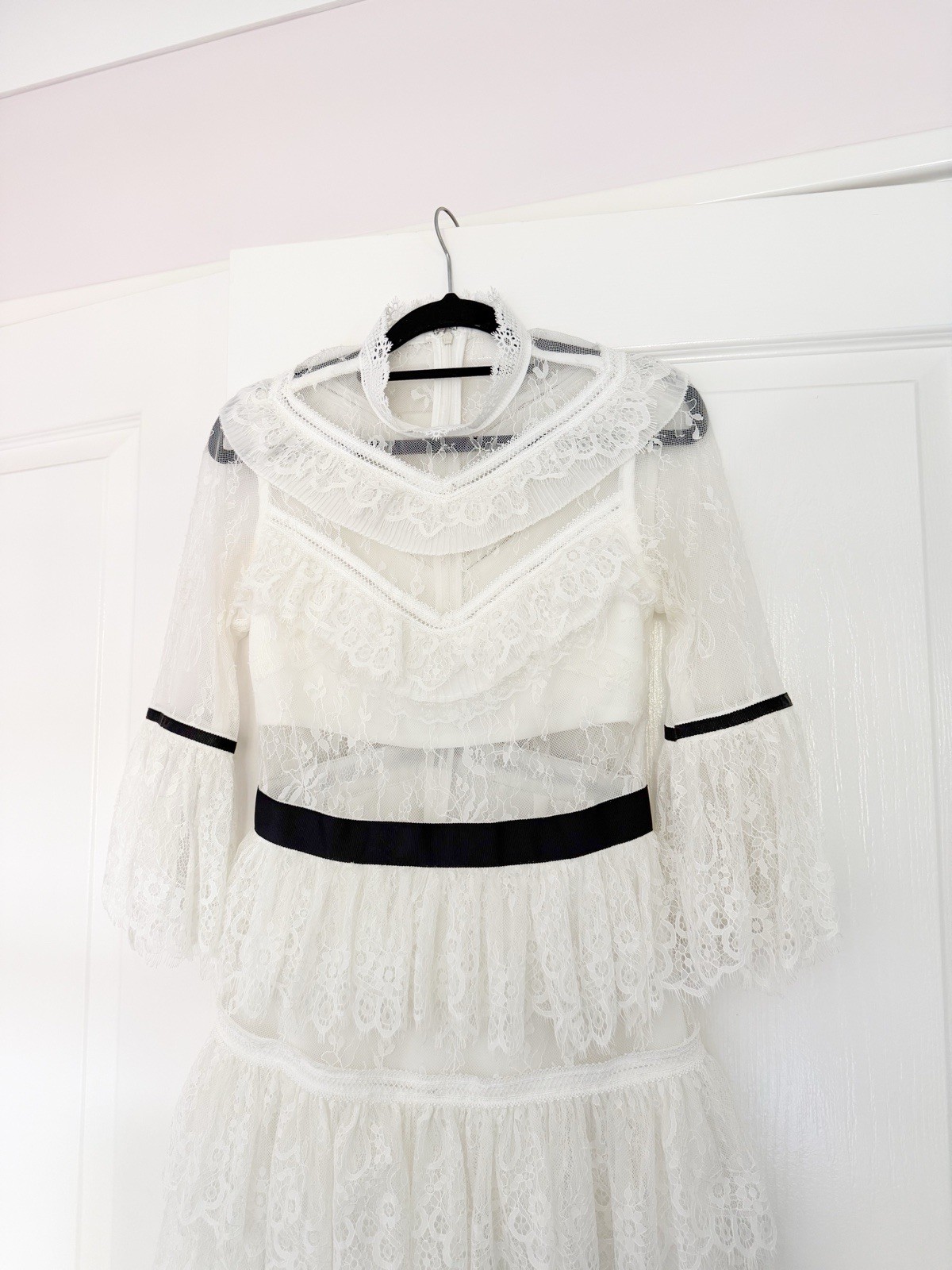 Self-Portrait Dress UK 8 US 4 White Fine Lace Mini Wedding Bridal Hens RRP: $795 image 2