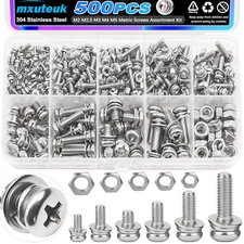 500PCS Small Nut and Bolt Assortment Kit,M2 M2.5 M3 M4 M5 Metric Machine Screws,