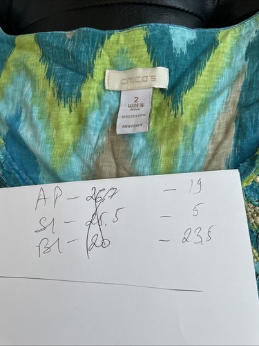 Damen Chico's blau/türkis geblümt Kurzarm Oberteil/T-Shirt Größe 2 - Bild 5 von 5