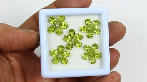18,50 kt/25 Stck. Natürliche Unbehandelte Grüne Peridot Birne Kalibriert 7 x 5 mm Edelsteine Posten - Video 1 von 1
