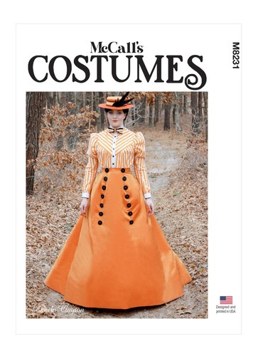 McCall's Sewing Pattern M8231 Misses Costume 1890s Skirt Blouse Size 14-22 UNCUT