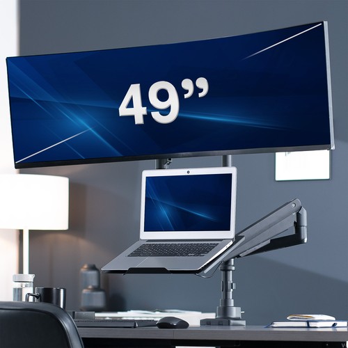 VIVO Pneumatic Arm Ultrawide Monitor and Laptop Desk Mount for Screens up to 49" - Picture 2 of 8