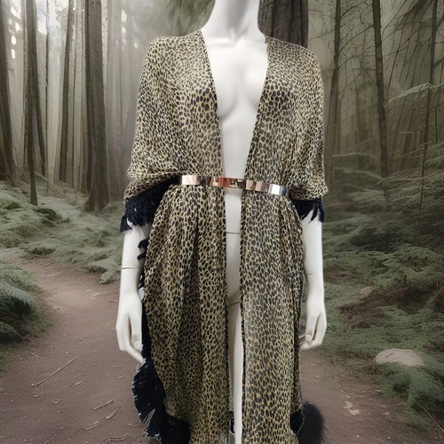 ALEXIS DAWN one Size 8 10 12 14 16 FRINGE Sheer KIMONO COVER up Silk Cardigan C7 - Picture 3 of 14