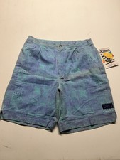 HOBIE Vintage 80s Men  s 32 Lined Blue Black White Surf Shorts Hook  Loop USA