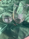 Vintage Union Pacific Railroad Etched Martini Set Mixer Pitcher & Bar Glass
