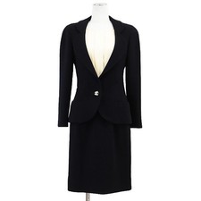 CHANEL BOUTIQUE Setup 28939 Jacket Dress COCO Mark Logo Women Size36 Black Beige