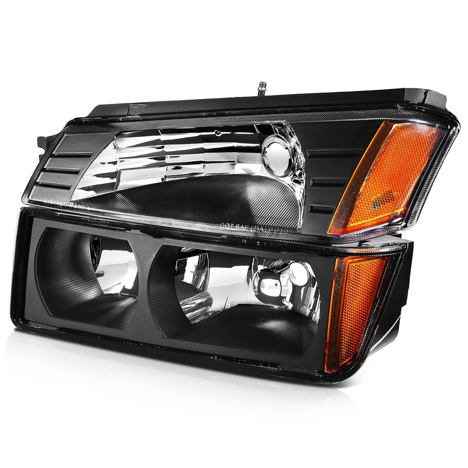 Conjunto de faros para Chevy Avalanche 2002-2006 par carcasa negra lente transparente Foto 2 de 4