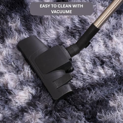  Tie-Dyed Dunkelgrau 4x6 Waschbar Vorleger für Wohnzimmer - Weicher Shag Teppich,  - Bild 4 von 7