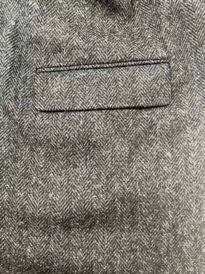 Wool Overcoat Charcoal Gray Herringbone Towncraft 42L Made in USA - Image 4 of 4