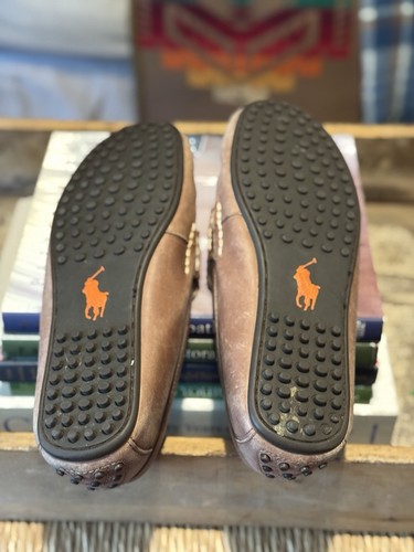 Zapatos mocasines de conducción de cuero POLO Ralph Lauren Wes para hombre talla 9,5D 14557 marrón - Imagen 7 de 8