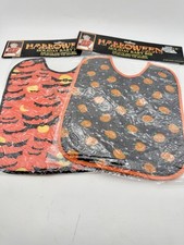 Vintage Halloween Baby Bibs Bats And Jack-o -lantern Set Of Two 1997