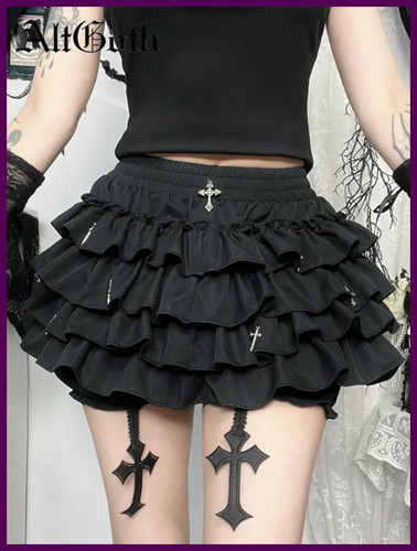 AltGoth Mall Goth Kuchen Shorts Damen Hotsweet Y2k E-Girl Harajuku Kreuz.