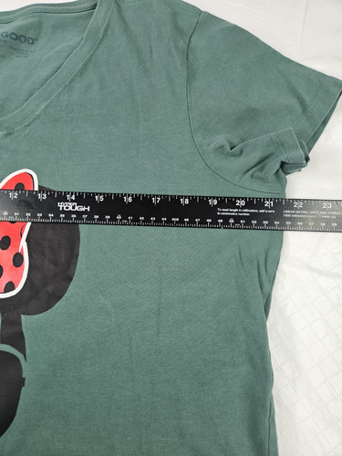 Disney 2022 Minnie Mouse Life Is Good T Shirt Crusher Women L Green 100% Cotton - Picture 3 of 8