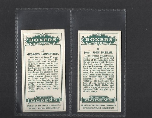 1915 ANTICHE CARTE TABACCO BOXER ORIGINALI OGDENS HOF BOXING 9,10 sport (TC2B1) - Foto 2 di 2