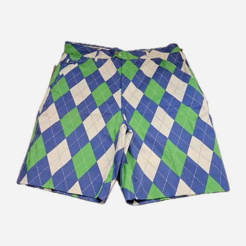 Royal & Awesome Golf Shorts Blues On the green size Men’s 36  Stretch Argyle - Picture 4 of 6