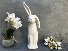 White Glossy Porcelain Bunny Ornament Ceramic Rabbit Decor Figurine Gift 43cm