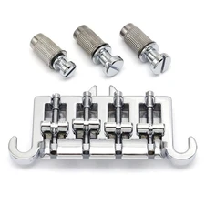 4 String Bass Bridge Metal 3Point Bass Tailpiece Replacement Parts Silver for SG