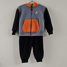Jordan 2-Piece Outfit 18M Black Orange Gray Jacket  Pants Sports Theme Zip