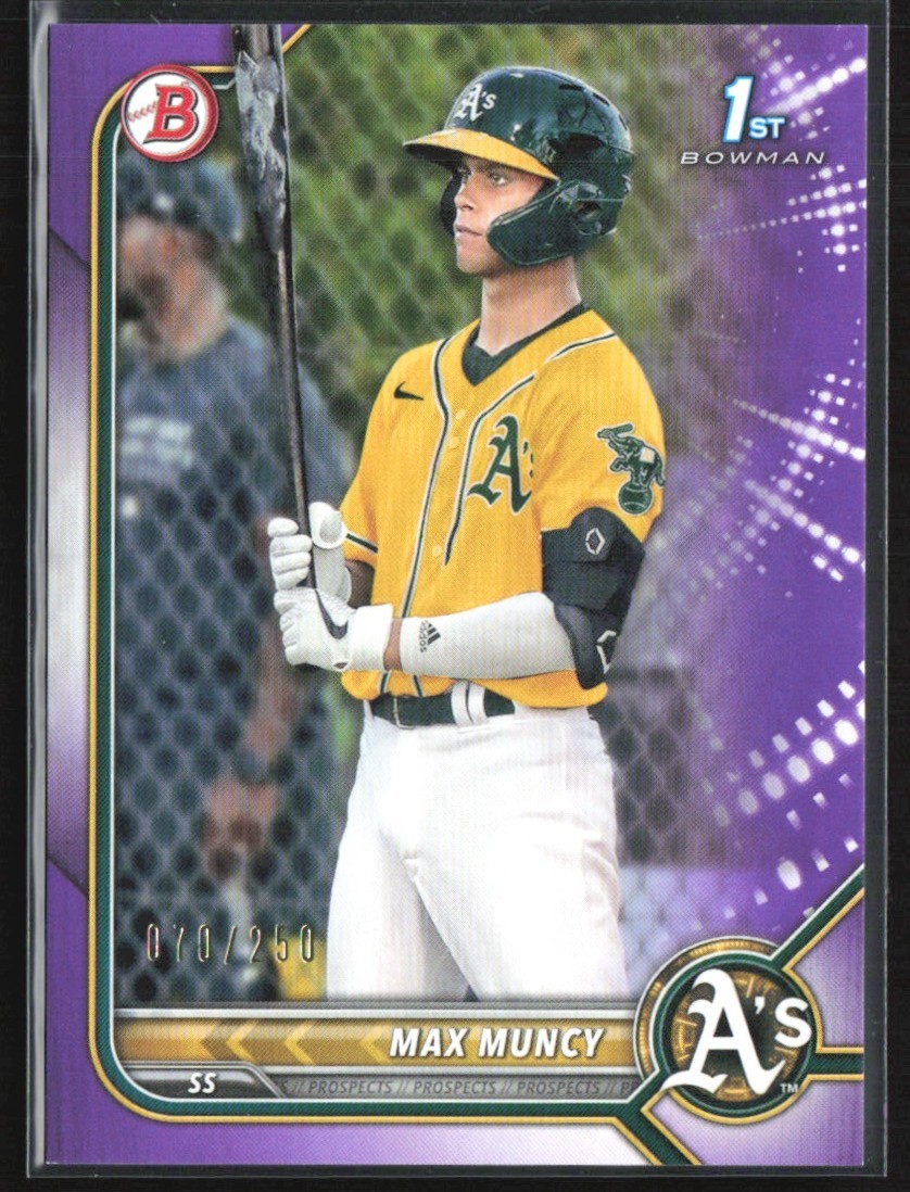 Max Muncy 2022 Bowman Prospects Purple /250 #BP-89 Oakland Athletics