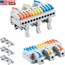 4 Pcs DIN Rail Terminal Blocks Kit DIY Lever Wire Splicing Connectors 3 in 12 Ou