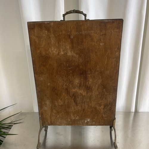 Antique Brass Fire Screen Guard Ship Embossed c1900 Fireplace Decoration - Picture 9 of 12