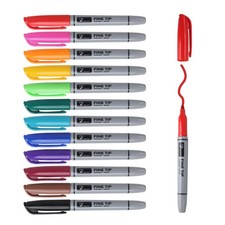 12 PCS Permanent Markers Assorted Colors Waterproof Fine Tip Artist Pen Drawing
