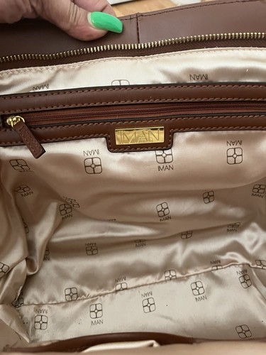 Iman Genuine Leather Handbag w/ Snake Print - Picture 10 of 18