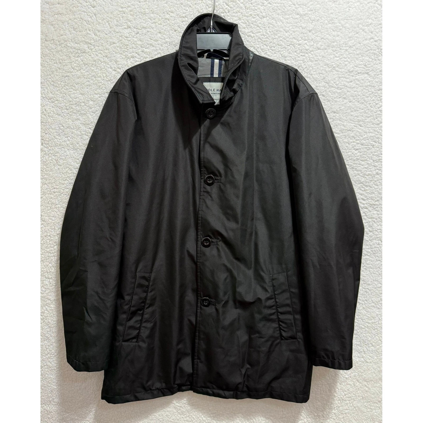 Cole Haan Signature Men Black Button Front Jacket L