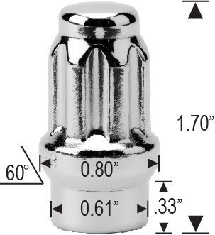 20 Spline Lug Nuts ET Tuner Style 1/2-20 Chrome Bulge Acorn - Picture 3 of 5